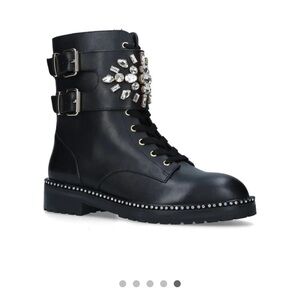 Kurt Geiger Stoop Black Crystal Combat Boots sz 7.5 / 38